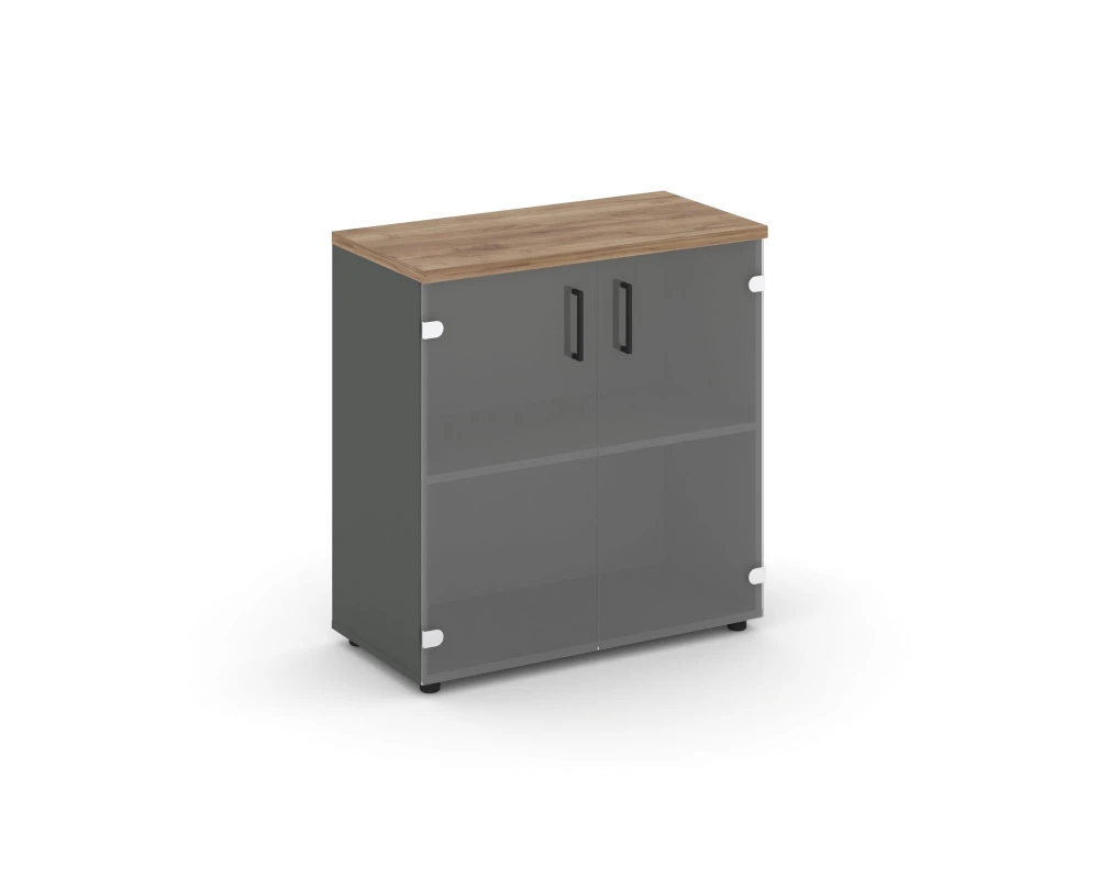 Шкаф низкий широкий прозр. стекло 796x400x833 зад. стенка HDF Стайл Проджект / Style Project