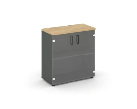 Шкаф низкий широкий прозр. стекло 796x400x833 зад. стенка HDF Стайл Проджект / Style Project images