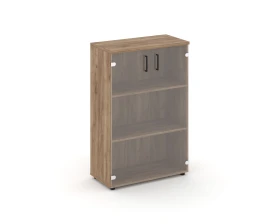 Шкаф средний широкий прозр. стекло 796x400x1203 зад. стенка HDF Стайл Проджект / Style Project images