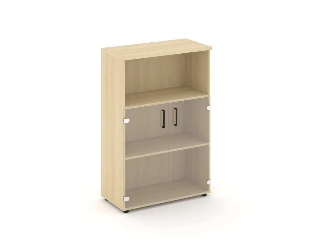 Шкаф средний широкий прозр. стекло с нишей 796x400x1203 зад. стенка HDF Стайл Проджект / Style Project