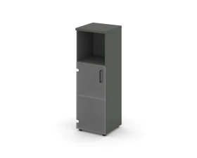 Шкаф средний узкий левый прозр. стекло с нишей 400x400x1203 зад. стенка HDF Стайл Проджект / Style Project images