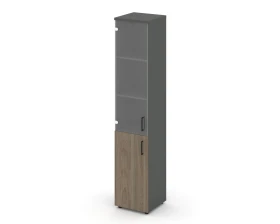 Шкаф высокий узкий комби прозр. стекло левый 400x400x1982 Стайл Проджект / Style Project images