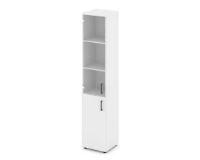 Шкаф высокий узкий комби прозр. стекло левый 400x400x1982 Стайл Проджект / Style Project images