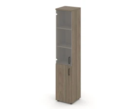 Шкаф высокий узкий комби прозр. стекло левый 400x400x1982 зад. стенка HDF Стайл Проджект / Style Project images