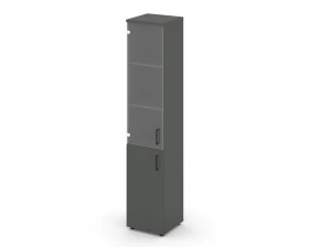 Шкаф высокий узкий комби прозр. стекло левый 400x400x1982 зад. стенка HDF Стайл Проджект / Style Project images