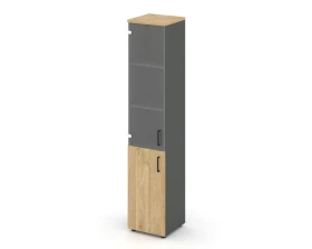 Шкаф высокий узкий комби прозр. стекло левый 400x400x1982 зад. стенка HDF Стайл Проджект / Style Project images
