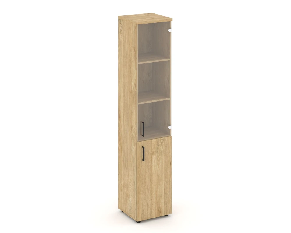 Шкаф высокий узкий комби прозр. стекло правый 400x400x1982 Стайл Проджект / Style Project
