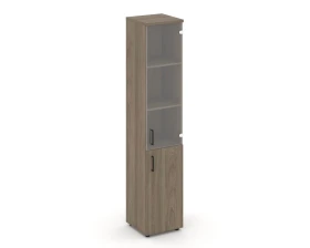 Шкаф высокий узкий комби прозр. стекло правый 400x400x1982 зад. стенка HDF Стайл Проджект / Style Project images