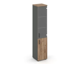 Шкаф высокий узкий комби прозр. стекло правый 400x400x1982 зад. стенка HDF Стайл Проджект / Style Project images