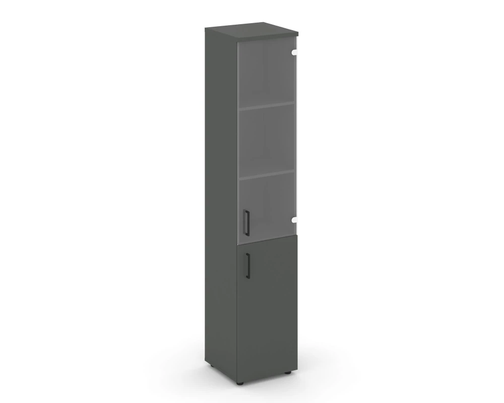 Шкаф высокий узкий комби прозр. стекло правый 400x400x1982 зад. стенка HDF Стайл Проджект / Style Project