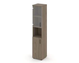 Шкаф высокий узкий с нишей прозр. стекло левый 400x400x1982 Стайл Проджект / Style Project images