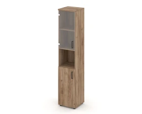 Шкаф высокий узкий с нишей прозр. стекло левый 400x400x1982 Стайл Проджект / Style Project images