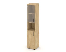 Шкаф высокий узкий с нишей прозр. стекло левый 400x400x1982 Стайл Проджект / Style Project images