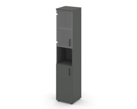 Шкаф высокий узкий с нишей прозр. стекло левый 400x400x1982 Стайл Проджект / Style Project images