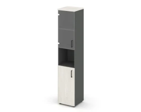 Шкаф высокий узкий с нишей прозр. стекло левый 400x400x1982 зад. стенка HDF Стайл Проджект / Style Project images