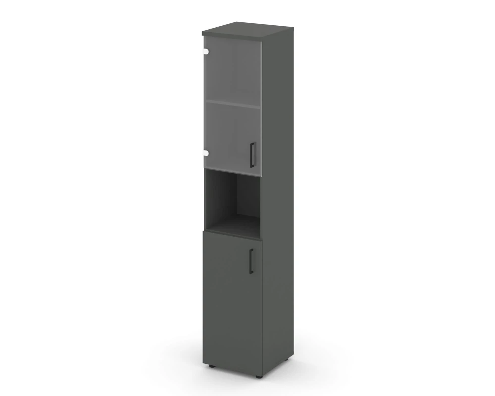 Шкаф высокий узкий с нишей прозр. стекло левый 400x400x1982 зад. стенка HDF Стайл Проджект / Style Project