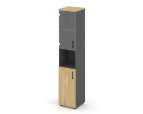 Шкаф высокий узкий с нишей прозр. стекло левый 400x400x1982 зад. стенка HDF Стайл Проджект / Style Project images