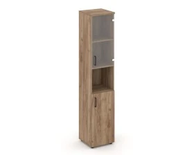 Шкаф высокий узкий с нишей прозр. стекло правый 400x400x1982 зад. стенка HDF Стайл Проджект / Style Project images