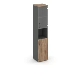Шкаф высокий узкий с нишей прозр. стекло правый 400x400x1982 зад. стенка HDF Стайл Проджект / Style Project images